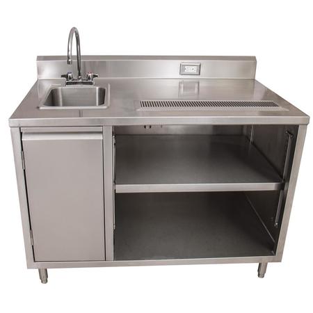 BK RESOURCES Stainless Beverage Table, Sink On Left, 5"Riser Electric Outlet 30X48 BEVT-3048L